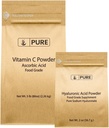 Pure Original Ingredienser C-vitamin pulver og hyaluronsyre bunke, forskjellige størrelser, fint pulver, vannløselig