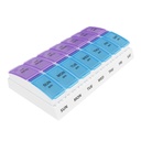 Ezy Dos Weekly (7-dag) AM/PM Pill Organizer, Vitamin og medisin boks, små pop-out sammenligninger, 2 ganger om dagen, blå og lilla Lids