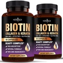 NEW AGE Biotin kollagen Keratin Hyaluronsyre - 50 000mcg Hårvekst Vitaminer for menn og kvinner, negler, hår, hudvitaminer og DHT Blocker med vitamin E Folic Acid Pumpkin Seed MSM- 180 Count