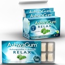 AshwaGum RELAX Gum by BetterGum, høy potens kosttilskudd med KSM 66 Ashwagandha og Gaba, støtter stress og angst relief, kortisol støtte, alternativ til gummier, sukkerfri, 10 stykker - 6 pakke
