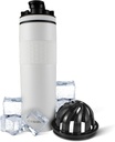 Ice Shaker isolert rustfritt stål Shaker flaske | 20 oz, Hvit | Kald i 24+ timer | Isolert kopp med Twist-on Agitator | Odor-fri flaske for proteinshakes, vann, smoothies, cocktails