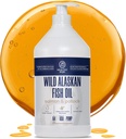 Wild Alaskan Salmon Oil for hunder med Pollock - 64 oz Pollock og Salmon Oil, Omega 3, EPA og DHA - Hunde Hud og Coat Supplement - laget i USA