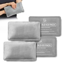 Reusable ispakker for skader - (10" x 6") Soft Ice Pack med 1 Sided Velvet Soft Fleece Fabric, Fleksibel varm og kald Gel Ice Pack Set, Grå, Pakke med 4