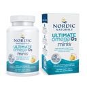 Nordic Naturals Ultimate Omega Mini D3, Lemon Flavor - 60 Mini Soft Gels - 1120 mg Omega-3 + 1000 IU Vitamin D3 - EPA & DHA - Fremmer hjerne- og hjertehelse - 30 Services