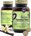 SUNBIOTICS Tummy Tabs - Chewable Probiotic og Prebiotic Tabletter med 18 milliarder CFUs av 4 Probiotic Strains for god Gut Flora, immunsystem, og balansert mikrobiom - Vanilla, (pakke med 1)