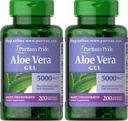 Puritans Pride Aloe Vera Extract 25 mg (5000mg Ekvivalente) Softgels, 200 Count (Packing May Vary) (Pack of 2)