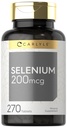 Carlyle Selen Supplement | 200 mg | 270 tabletter | Vegetarisk, ikke-GMO, og Glutenfri Formel