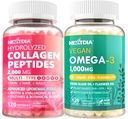 Hydrolysert collagen peptider piller + vegansk omega 3 Supplement med vitamin D3 K2