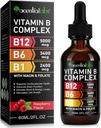 Vitamin B12 flytende dråper - organisk vitamin B12 sublingual dråper - organisk vitamin B-Complex B5 Pantothenic Acid - Vegansk B12 Sublingual 5000 mhg med vitamin B6, flytende B12 Methylcobalamin støtter