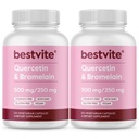 BESTVITE Quercetin med Bromelain 500mg/250mg (240 vegetariske kapsler) (120 x 2) - Ingen stearater - Ingen siliciumdioksid - Vegan - Ikke GMO - Glutenfri