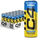C4 Energy Drink 12oz (pakke med 24) - Frozen Bombsicle - Sukkerfri pre trening ytelsesdrikk uten kunstige farger eller dyser