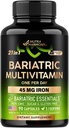 NUTRAHARMONY Bariatric Multivitamin - 45 mg jern kosttilskudd - laget i USA - for kvinner og menn - alt-i-ett, 21 essensielle vitaminer - Gastrisk erme støtte - lys tropisk flavor - 90 kapsler