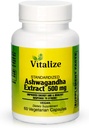Vitalize - Ashwagandha Ekstrakt | Forbedrer energi | Superb Cortisol Manager | Vegansk | Kosttilskudd | 60 Ashwagandha Kapsler | Ashwagandha 500 mg | Ikke-GMO | Glutenfri