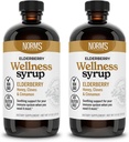 Norm's Farms Velvære Svart Elderbær Syrup med Honning, Cinnamon & Cloves - laget i USA, Natural Immune Support, Ingen alkohol eller Fyllere, Glutenfri, Ikke-GMO, Vegansk, Ren Elderberry Syrup - 2PK 8 Oz