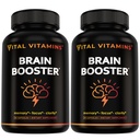 Vital vitaminer Brain Supplements for hukommelse og fokus (2-Pack)– Nootropic Brain Booster med Ginkgo Biloba, Rhodiola, B12 – Koffeinfri støtte for voksne og eldre – 60-dagers forsyning