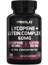 Lycopen + Lutein 60mg Supplement | Øye Helse & Visjon Støtte | Antioksidant for sunne øyne og hud | Ikke-GMO, Glutenfri | 180 Vegetariske kapsler | Laget i USA