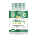 Organic Veda Spirulina & Chlorella Kapsler, 1500 mg, 300 greve - Spirulina Chlorella Kapsler med Super Grønn Antioksidanter, Phycocyanin, Aminosyre - Økt immunitet, Energi, Støtte Digestion