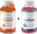 Naturlig biovitamin Sugar Gratis vitamin D3 K2 Gummies 5000 IU & Zink Gummies 50 mg, Extra styrke, Immun støtte, Bone Helse, Helse helse, Hud støtte, 60 Gummy Vitaminer