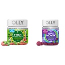 OLLY Fiber Gummy Ringer, 5g Prebiotiske Fiber, FOS (Frukto-oligosakkarider), Digestiv støtte, Berry Melon 50ct og holde det bevegelig healing Relief, Rhubarb, Prunes, Amla - Plum Berry Flavor - 30ct