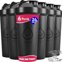 6 Pakningsflasker, Shakerflasker med Wire Whisks for Protein Mixes | Leakproof Blender Shaker Flaske Pack | BPA-fri og oppvaskmaskin Safe | 6 24 oz Shaker flasker | Shaker Cups for rister