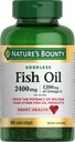 Naturens Bounty Odorless Fish Oil, 1200 mg Omega-3 per servering inkludert EPA & DHA, støtter hjertehelse, renset for å eliminere mercury, belagte Softgels, Glutenfri, Ingen Shellfish, 90 Ct