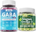 Vegansk Omega 3 Gummies 1 Pack+ GABA Gummies Sukker Gratis 2 Pack