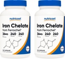 Nutricost Chelated jern, som Ferrochel, 36 mg, 240 kapsler (2 flasker)