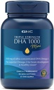 GNC trippel styrke DHA 1000 Mini Omega 3 Supplement, 1000 mg, Ultra konsentrert, høy styrke, støtter hjerneutvikling og sunn visjon, Burpless, 90 Mini Softgels, 45 SVG, 45 dagers forsyning