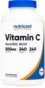 Nutricost vitamin C 500mg, 240 kapsler, vegetarisk, glutenfri og ikke-GMO