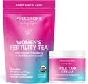 Pink Stork Fertilitet Te og Wild Yam Krem for kvinner, fruktbarhet, ovulering, konsept og hormonbalanse for kvinner med Chaste Tree Berry (Vitex) - Duo