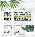 Premium Organic CHLORELLA / SPIRULINA 1000 Tabletter (50/50) Kosher, Vegan - Grønn Algae Superfood, Cracked Cell Wall, Klorofyll, Høyt i Protein & jern, ingen tilsetningsstoffer eller fyllstoffer 8,75 Oz (2 pakke)