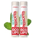 Eco Lips Certified Organic Medicated Lip Balm for Cold Sores & Fever Blister med Menthol, Te Tree og Lemon Balm 2 pakke med Eco Lips 100% naturlig. Laget i USA