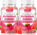 mouthbear Kalium Citrate 1000mg Gummies – høy absorpsjon Kalium Gummies for muskel støtte og elektrolyttbalanse – Kalium Supplement for kvinner og voksne, Vegan, bringebær Flavor (120 greve)