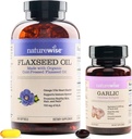 NatureWise Organic Flaksfrø Olje Max 720mg ALA | Høyeste potens Flaks Olje Omega 3 hvitløk Odorless Softgels 1500mg støtte tann- og immunsystem helse