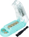 Piller til flere piller om gangen, Piller Splitter til små og små piller, Piller til små eller store piller, Piller Splitter med skjult Sharp rustfritt stål Blade (Blue+Clear)