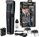 Vacutrim Cordless Mens Beard Trimmer, Rechargeable Electric Shaver med 20 Trim Setting Kalibrasjon Dial og innebygd vakuum for Mustache, Sideburns. Ansiktshår, Svart, 7,5", Som sett på TV