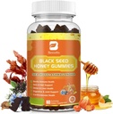 Svart Seed Oil Sea Moss Gummies med Ashwagandha, Burdock Root, Linden Honning, Elderberry, Turmeric, vitamin C, D3 & Zink - støtter immunitet, Joints, Digestion, Hår og hud, Vegan Gummies 60 Antall