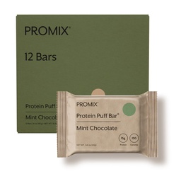 PrMixa Nutrition Protein Puff Barer - Mint Sjokolade- Marshmallow Crispy Treat - Great Tasting & Sunn On The Go Snack - høy protein & lav kalorie - Fri fra Gluten, Soja, & Corn - 12 Bars