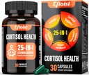 Cortisol Supplement for kvinner, 25-i-1 Cortisol Reduser for kvinner og menn, Cortisol Kosttilskudd for menn med Ashwagandha, Rhodiola Rosea, L-Theanine, for Mood, Fokus, søvnstøtte, 30 kapsler