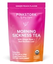 Pink Stork Organic Morning Sykedom Graviditet Te - Hot eller Iced Te - Prenatal Heartburn, Indiesjon, og Pensum Support - 1. trimester Graviditet må ha - Ginger Peach, 15 Sachets