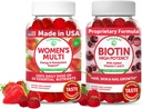 Lunakai USA laget kvinner Multivitamin & Biotin Gummies Bundle - Energi og hår, hud, neglestøtte - naturlig flavored - 60 ikke-GMO Gummies hver