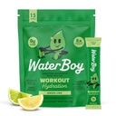 Waterboy Workout Hydration | 2.960mg Sukkerfri Elektrolytt pulver pakker | L-Glutamin + Vitaminer | Ingen sukker, Alt naturlig, Glutenfri | 15 Drikke Stick Blander (Lemon Lime)