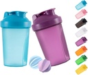 Shaker Flaske Protein Shakes og 16-Ounce/400ML Shaker-Bottle med Whisk Balls,Non-BPA plast(Blue+Purple(2PCS))