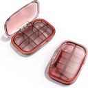 6 Sammenligning Travel Pill Box, Pill Organizer Moisture Proof Pill Case, Liten Pill Box for Pocket Purse, Daglig bærbar medisin Vitamin Box, Fiskeolje Box, Supplement Box (Orange)