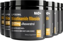 NAD Supplement - NAD+ med Nikotinamid Riboside (NR) og Resveratrol Quercetin 900mg ren organisk NAD Plus for cellular reparasjon sunn aldring hjernefunksjon, 80 kapsler (pakke med 6)