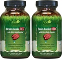 Irwin Naturals Brain Awake RED with Nitric Oxid Booster - 60 Liquid Soft-Gels, Pakke med 2 - Støtte Brain Health & Optimize ytelse - 40 Total Services