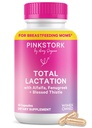 Pink Stork Total Lactation Supplement for brystmelkforsyning, organisk Fenugreek og Alfalfa for å støtte amming, melkeflow og produksjon, Postpartum Essentials - 60 kapsler