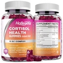 Cortisol Supplements for kvinner menn, Cortisol Gummies med Ashwagandha, Magnesium, L-theanin, Fosfatidyserin, B6 for Cortisol Detox, Relaxation, Søvn, Fokus, Sukkerfri, Vegan, 120