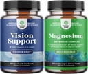 Bundle av komplette øyehelse Supplement for voksne for visjon tørre øyne trykk og blått lys beskyttelse og høy absorpsjon Magnesium Complex Supplement for mage digestion og Mood Support