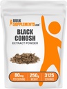 BulkSupplements.com Black Cohosh Extract Powder - fra Black Cohosh Root, Herbal Supplement - Vegansk & Glutenfri, 80 mg per servering, 250g (8,8 oz) (Pack of 1)